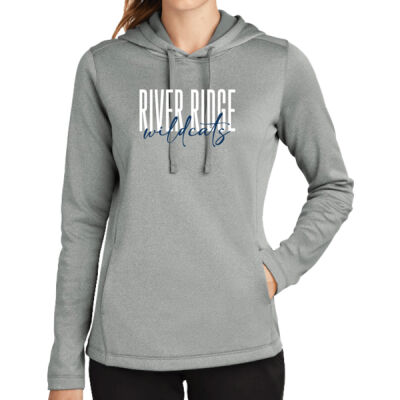 River Ridge Wildcats 2026 Logo 1 - Women's PosiCharge ® Sport Wick ® Heather Fleece Hooded Pullover Thumbnail