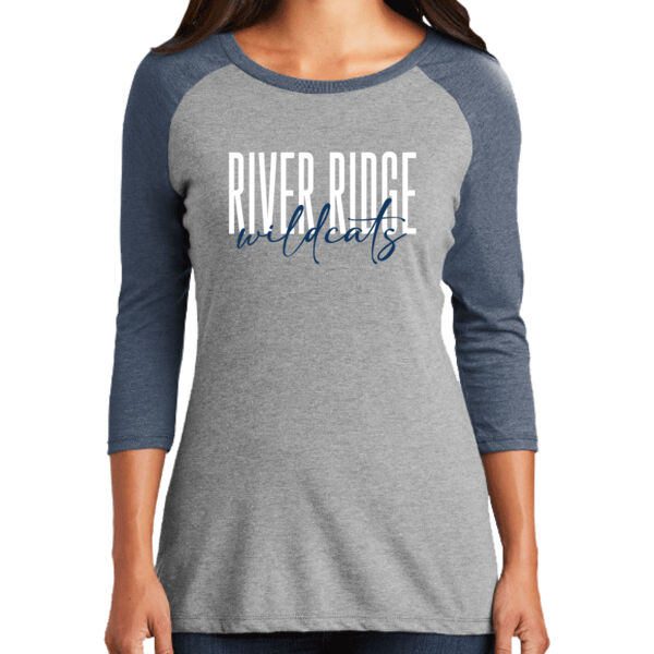 River Ridge Wildcats 2026 Logo 1 - Women's Perfect Tri ® 3/4 Sleeve Raglan Thumbnail
