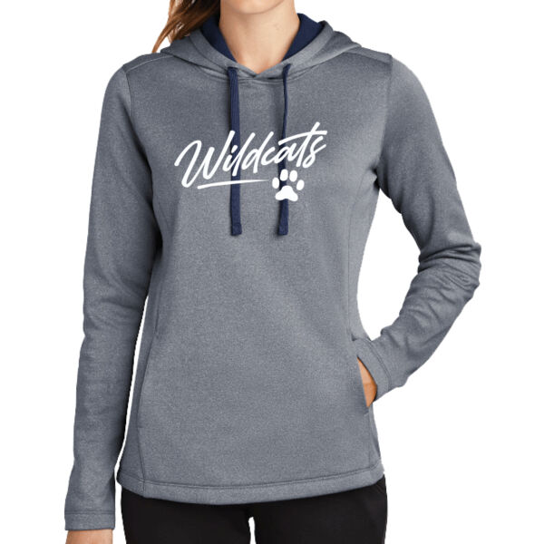 River Ridge Wildcats 2026 Logo 2 - Women's PosiCharge ® Sport Wick ® Heather Fleece Hooded Pullover Thumbnail