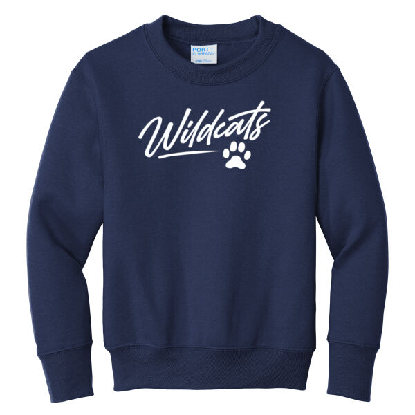 River Ridge Wildcats 2026 Logo 2 - Youth Core Fleece Crewneck Sweatshirt Thumbnail