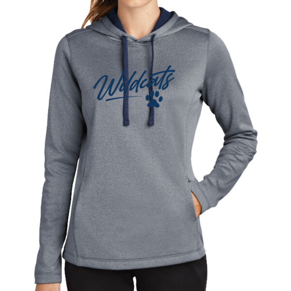 River Ridge Wildcats 2026 Logo 2 - Women's PosiCharge ® Sport Wick ® Heather Fleece Hooded Pullover Thumbnail